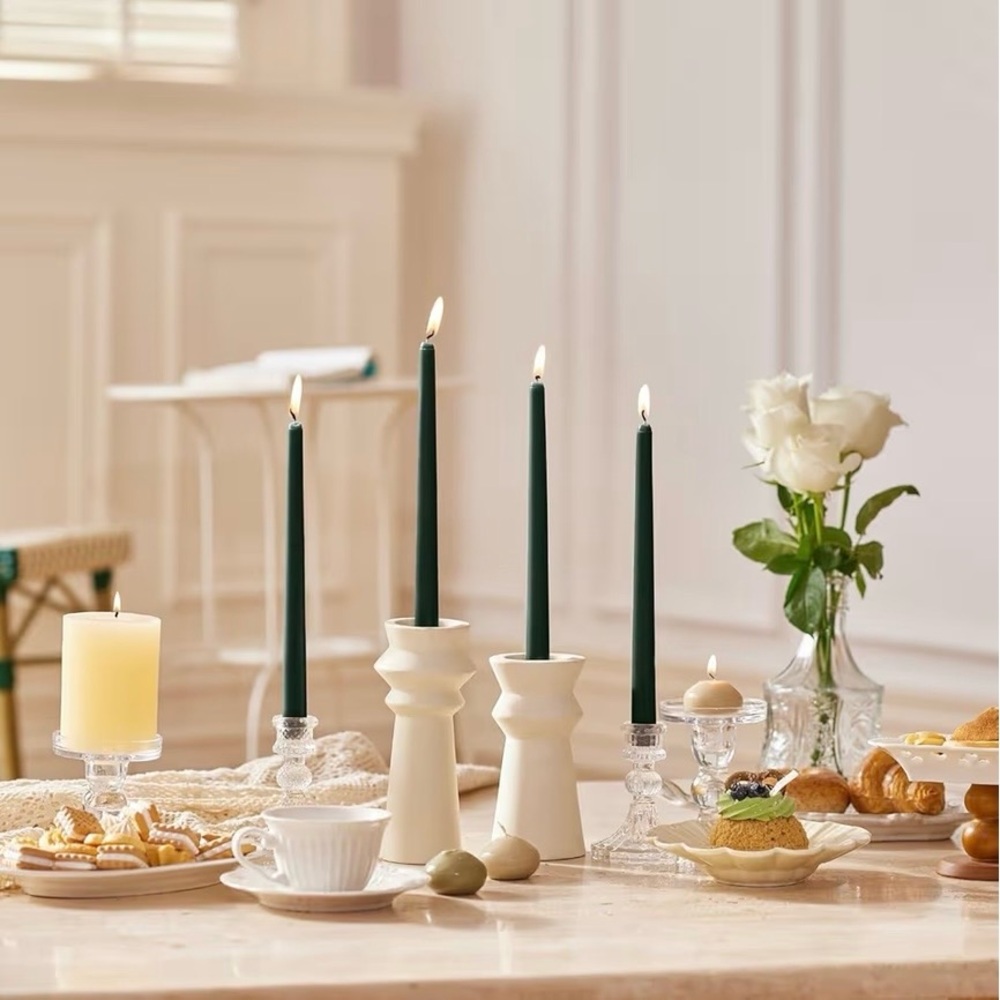 Pickood 10” Hunter Green Dripless Taper Candles Set of 4 New